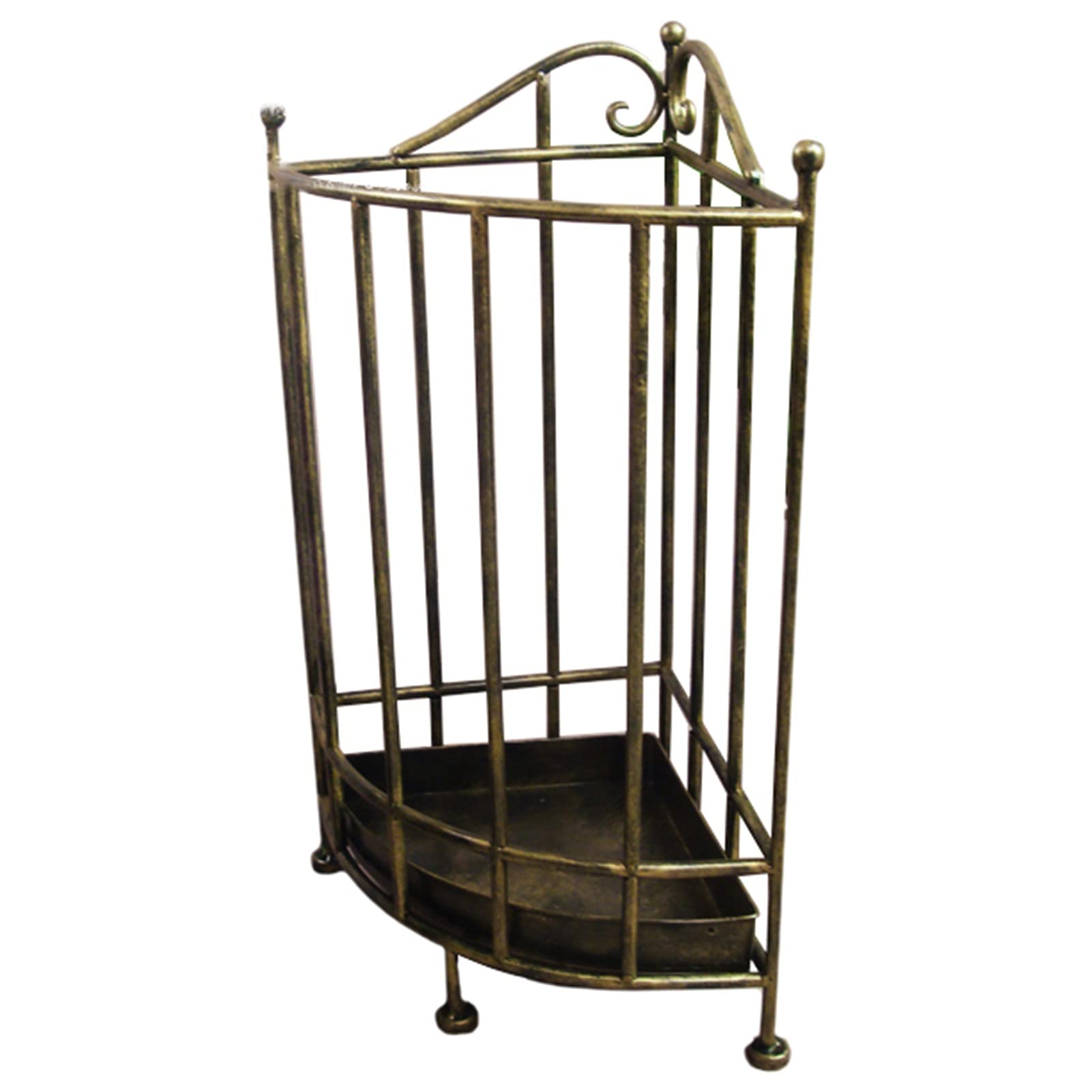 HYLYGFH Bronze Corner Metal Umbrella Rack - Compact Umbrella Holder for Canes, Walking Sticks & Cues - Stylish Entryway Storage Stand with Drip Tray for Small Spaces
