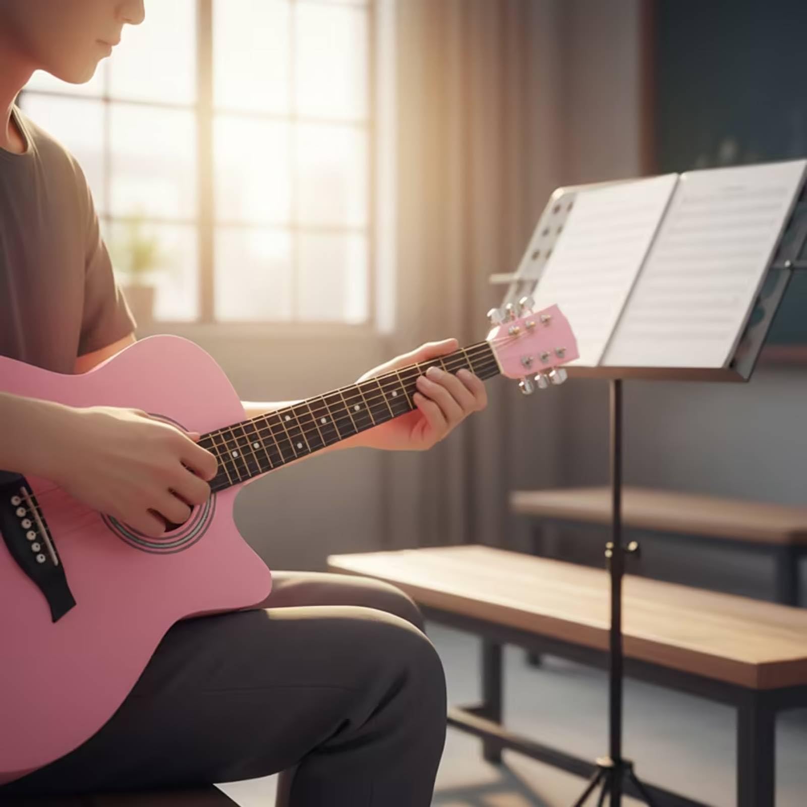 Chitarra Acustica da Chitarra Folk Leggero Strumento per Principianti, Studenti, Casa, Blu Sfumato