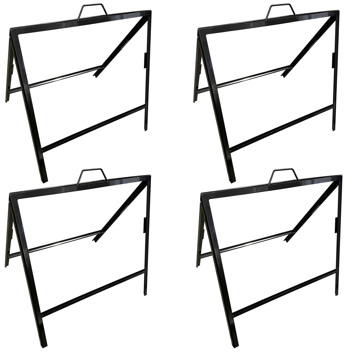 4 Less Co 4 Pack of Metal A-Frame Stand for Open House Sign for Realtor 18x24 Foldable Black V2
