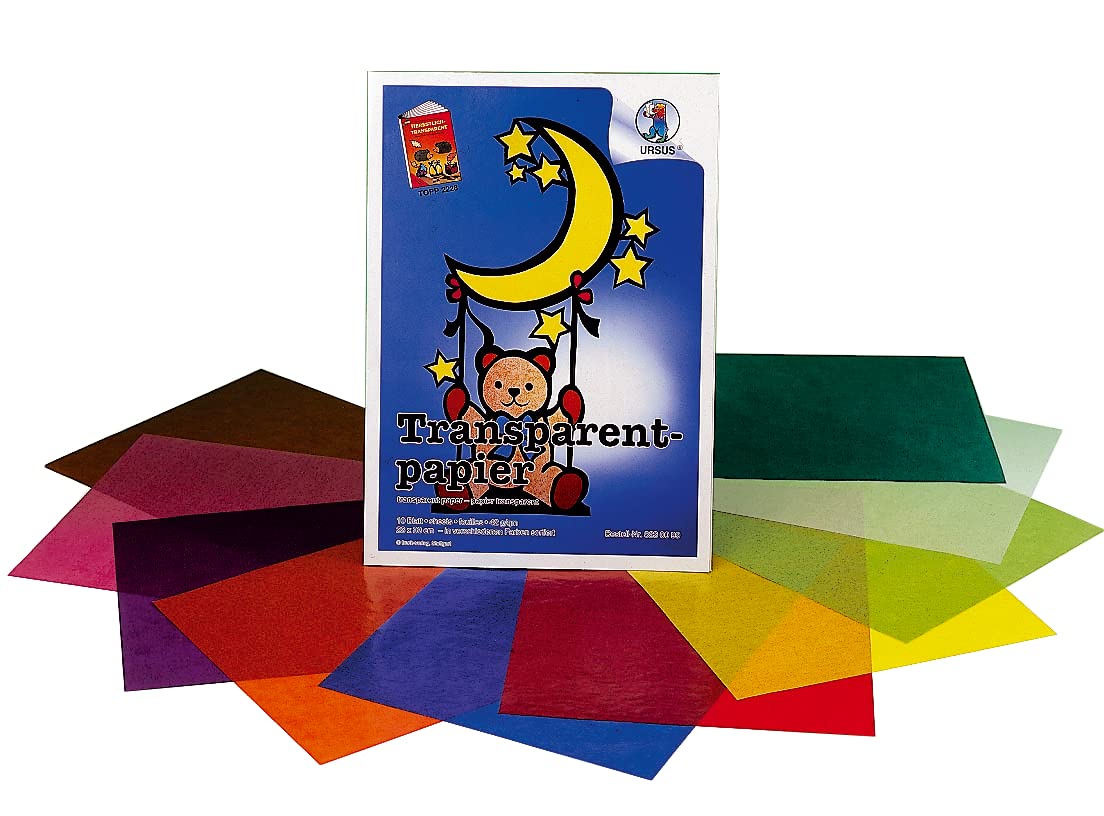 URSUS Bastelpapier – 10 Blatt Transparentpapier In 10 Farben, 230 X 330 Mm, 42 G/m²