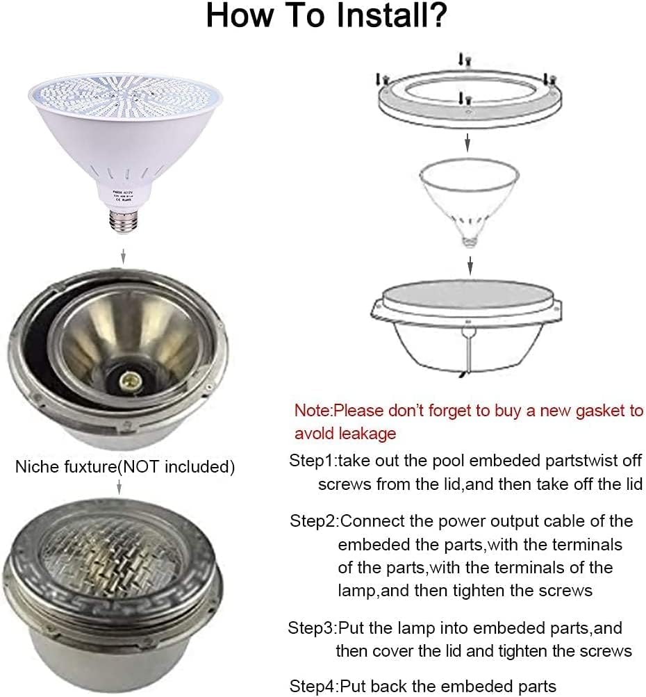 Blue Pool Led Light Bulb for Inground Pool 120V 40W Underwater Swimming Pool Replacement Light Bulb for Pentair & Hayward Hot Tub Fixture Up to 300-600W Traditional Bulb E26 Base