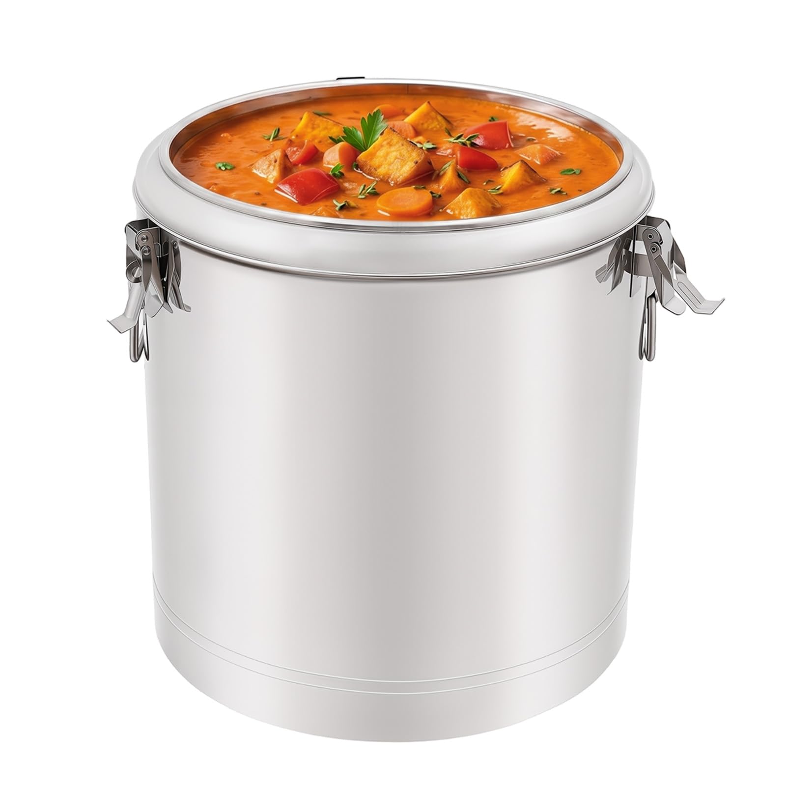 Transport Thermobehälter für Essen, 14/32L Gastro Warmhaltebehälter Isolierter Edelstahl Thermobox Hält Getränke 8h Kalt & Warm, Versiegelter Eimer mit Deckel für Nudeln, Suppe (36.5x36.5x45.5cm 32L)