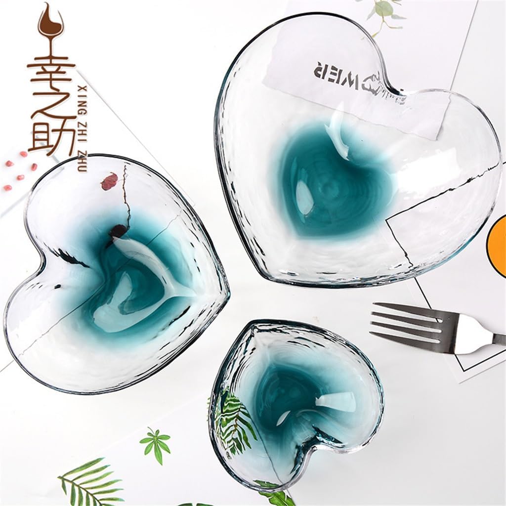 Japanese Glass salad bowl ink heart Crystal tableware dessert Multipurpose