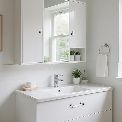 Miniatura 4 de Orger Paquete de 30 tiradores acrílicos para gabinetes de cocina, tiradores de cajones de cocina, tiradores de puerta de armario cromados plateados,