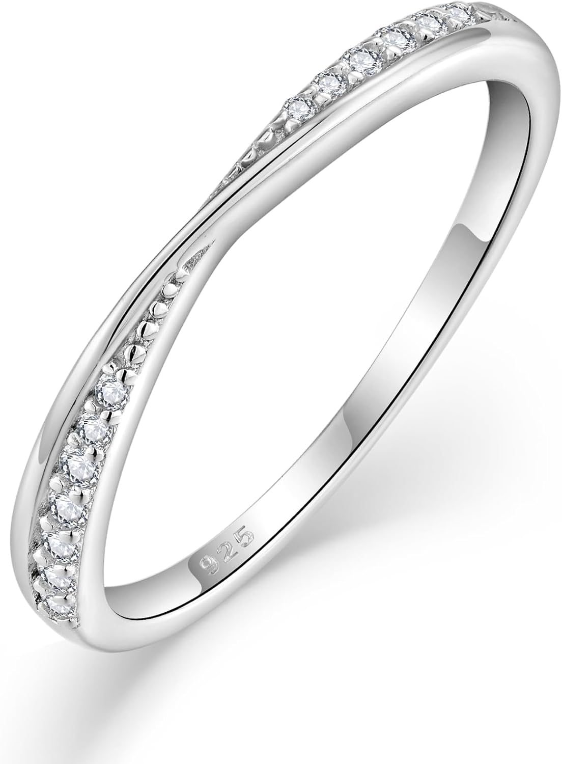 Stackable Wedding Band 925 Sterling Silver Promise Rings Engagement Anniversary Half Eternity Ring Birthstone Jewelry Gifts for Women Size 5-10