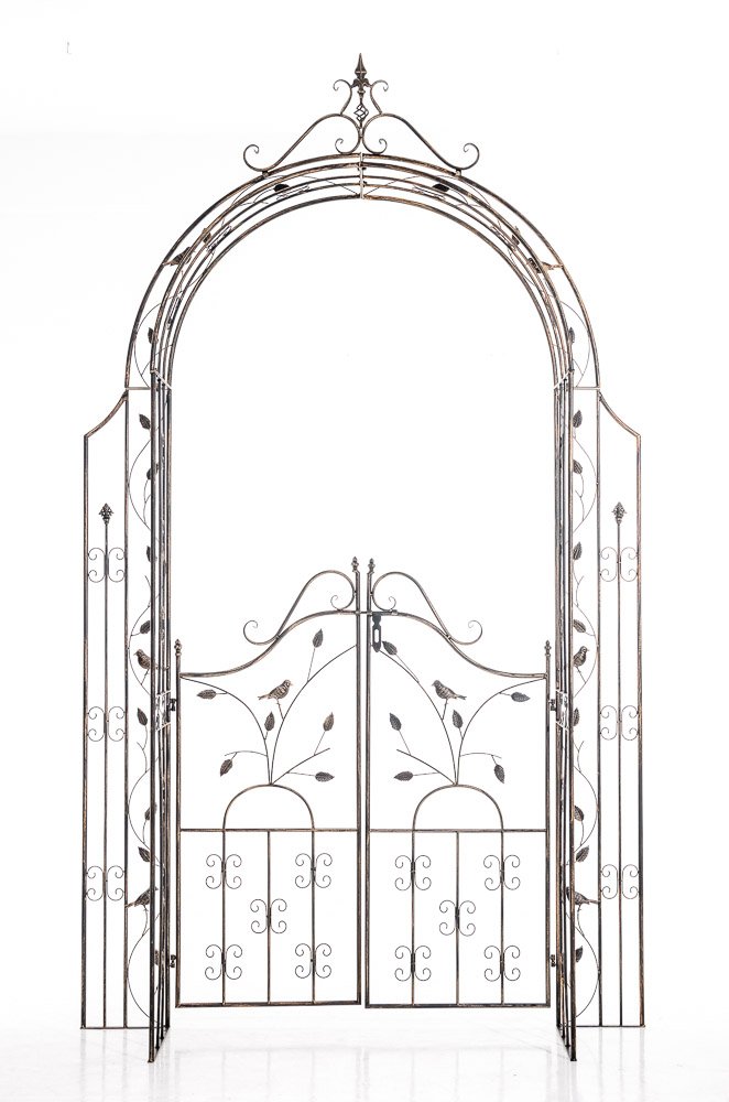 CLP Arche de Jardin avec Portillon Grenada - Support pour Plantes Grimpantes Arcades à Rosiers en Fer Forgé Robuste avec Porte - Couleur :, Couleur:Bronze