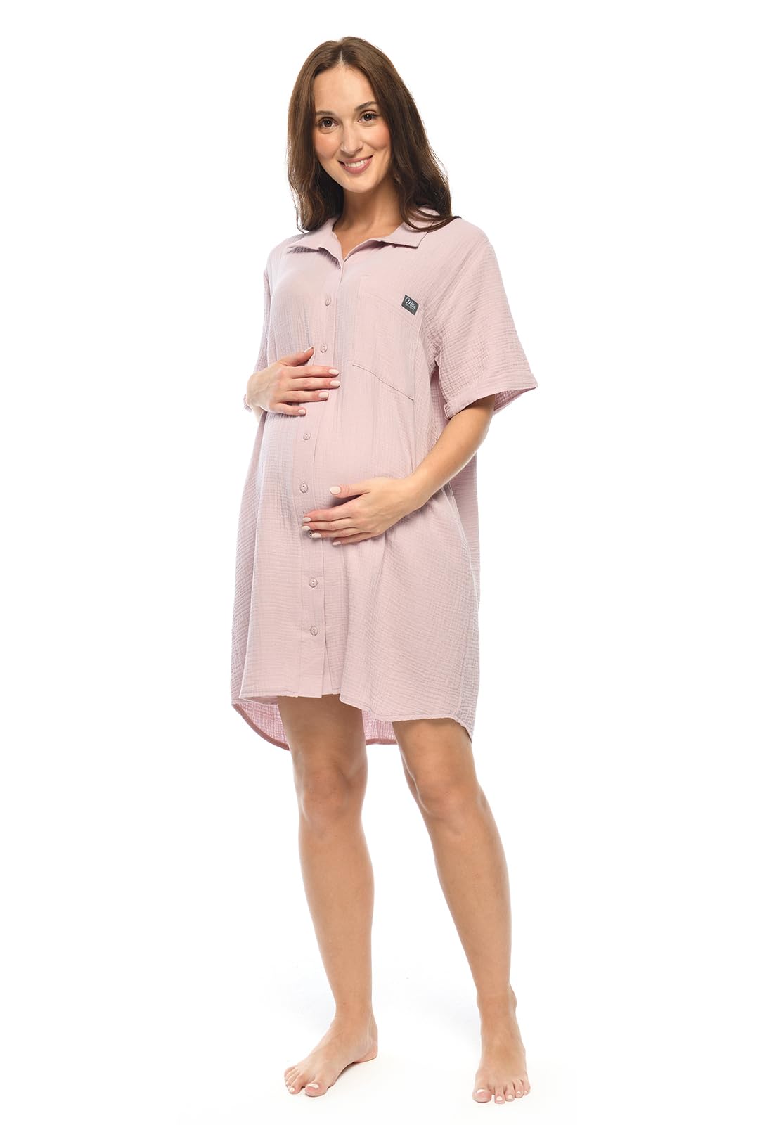 MijaCulture 2 w 1 Muslin koszula nocna do karmienia i ciążowa koszula nocna M023 Hazel