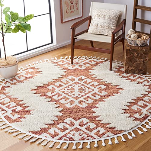 SAFAVIEH Moroccan Tassel Shag Round Rug