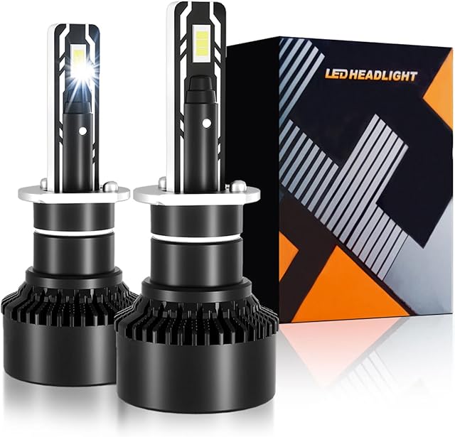 H1 LED Headlight Bulbs, 9V-32V 80W 16000Lumens 6000K Cool White H1 LED Car Headlight Conversion Kit, High/Low Beam Lamps, IP68 Waterproof, Pack of 2 (H1)