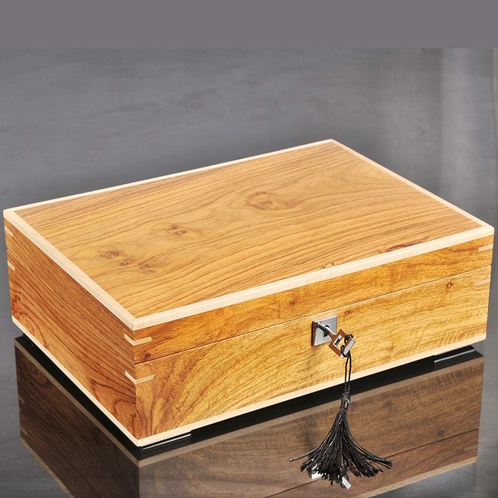 Caja de reloj grande para hombres y mujeres, 10 ranuras para relojes, organizador de joyas de lujo, caja de exhibición de relojes de madera, parte superior de vidrio, cerradura de metal con