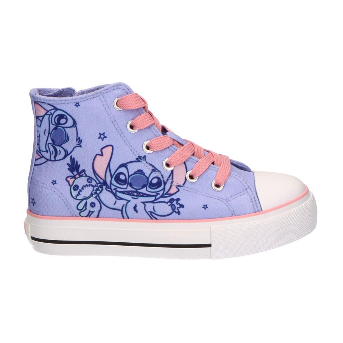 Disney Stitch - Zapatillas de deporte para niña - Zapatos altos y bajos de lona o poliéster con o sin luces LED, cierre de cordones, cremallera o , tallas 25-35