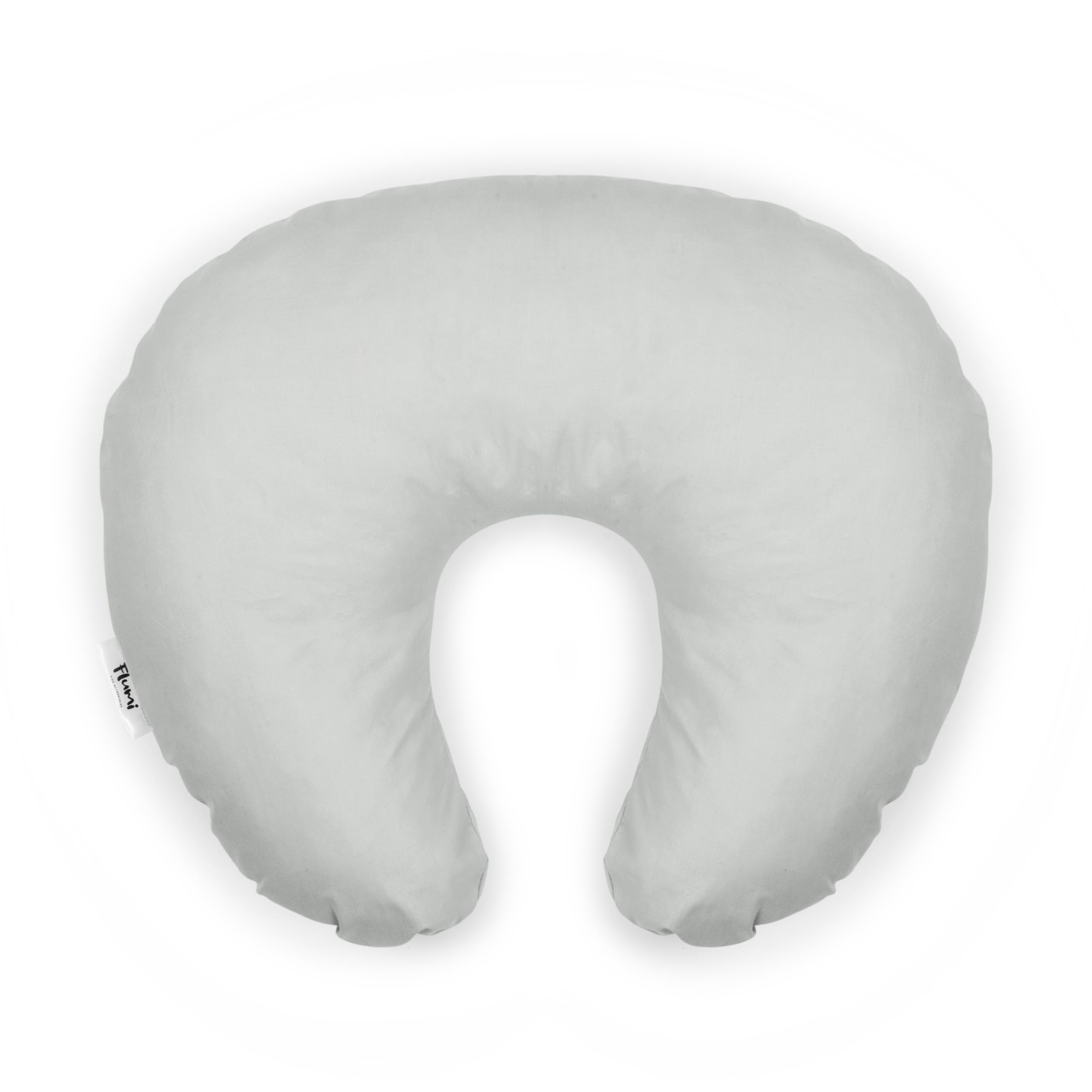 Flumi Coussin d'allaitement Petit en Coton Coussin de Cou pour l'allaitement avec Housse Amovible pour Bébé pour Un Allaitement et Une Alimentation Confortables (Gris)