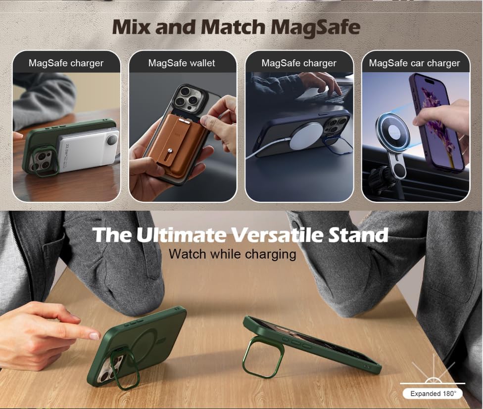 IDweel for iPhone 17 Pro Max Case with Built-in Camera Stash Stand, Compatible with MagSafe, Slim Fit & Lightweight, Magnetic Hard Back Soft Edge Anti-Yellow Sturdy Flexible Shockproof Cover,Clear - Image 5