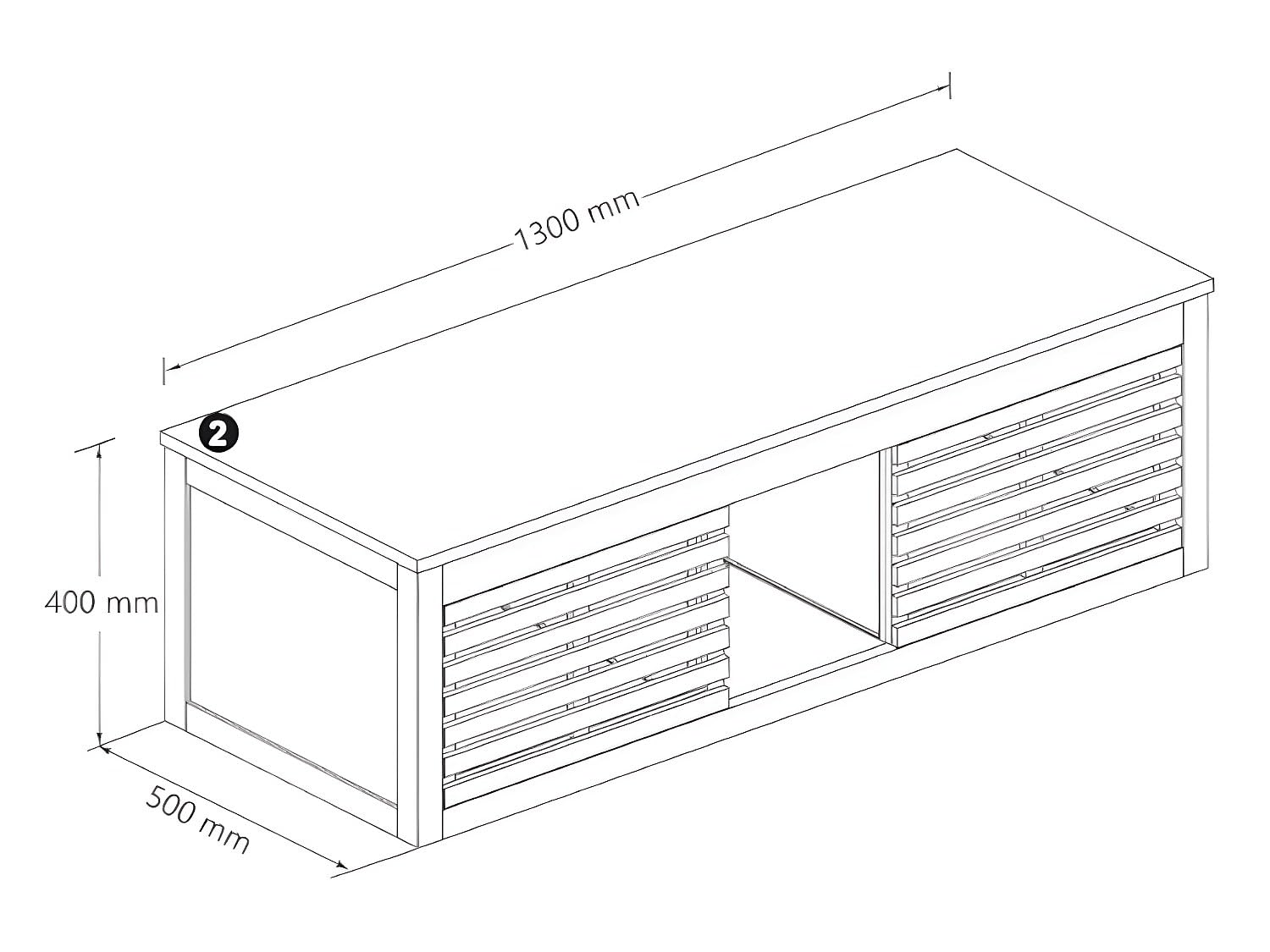 Venta-Unica - Mueble de baÒo suspendido de Madera de Acacia - 130 cm - PENEBEL