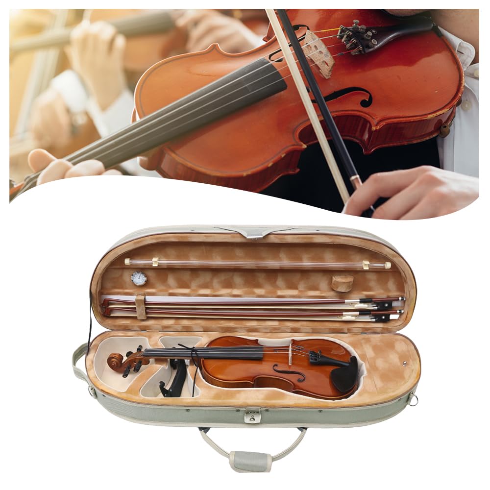 Estuche para violín 4/4 de tamaño Completo de Nailon Oxford Caja Ligera Correas de Hombro Ajustables Bolsa de violín de Viaje (Verde Guisante)