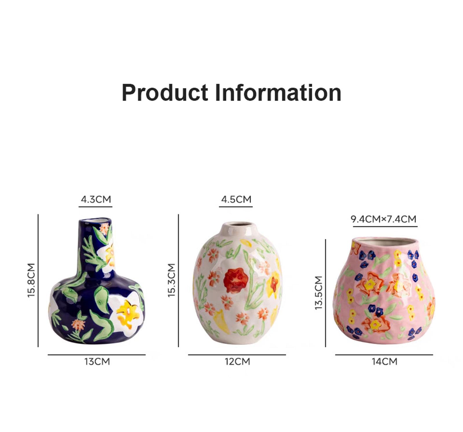 Wazon ceramiczny na kwiaty, ręcznie malowany, rustykalny, ręcznie robiony, do salonu, biura, na wesela i stoły imprezowe,A