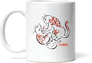Japanese Cat Tattoo Gift Cat Drawing On Another Cat Pet Lover Gift Idea 11oz 15oz White Coffee Mug