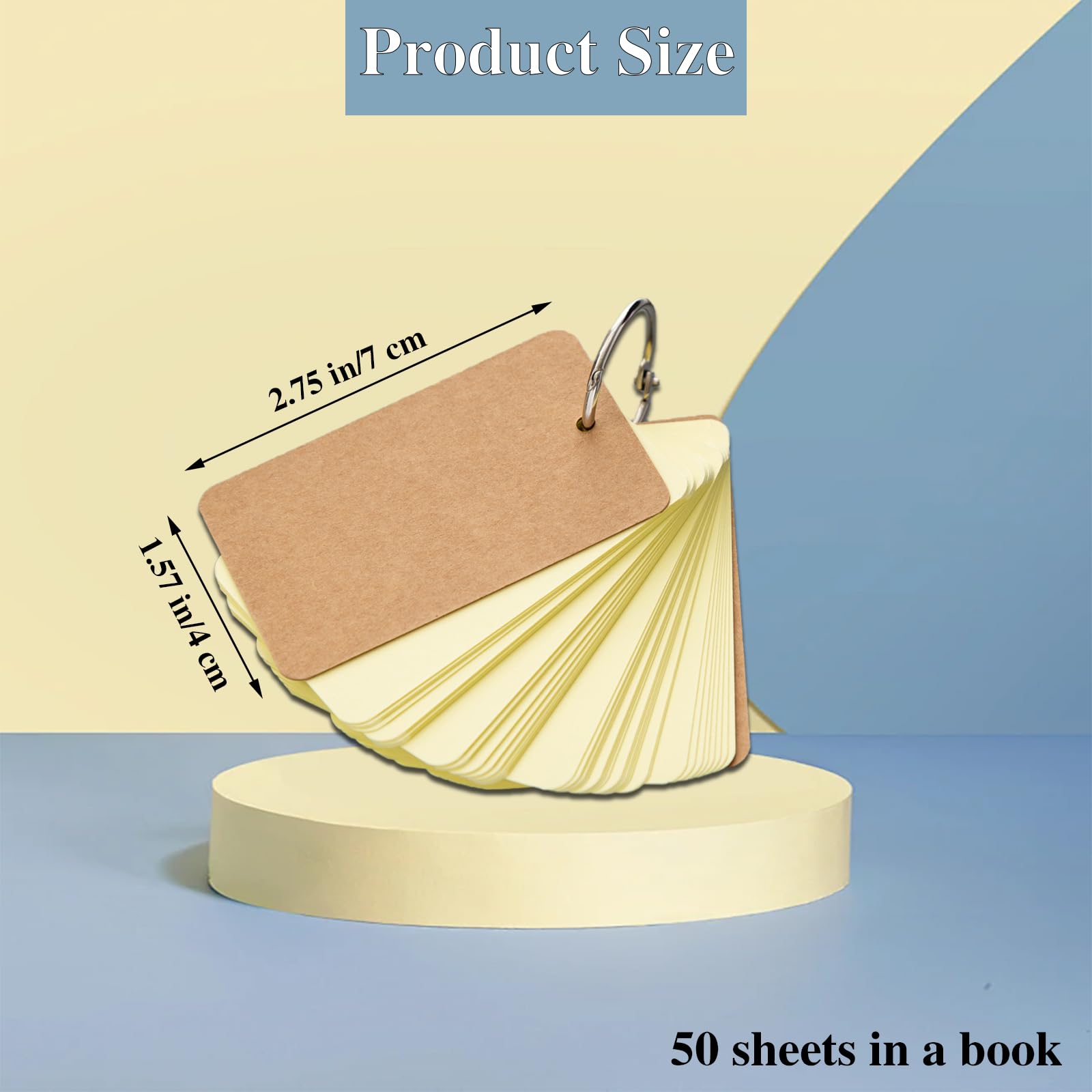 WUMUZAI 100 Pieces Flash Cards with Rings and Cover for Studying 4 x 7 cm Small Blank Index Note Cards Double Side - Image 2