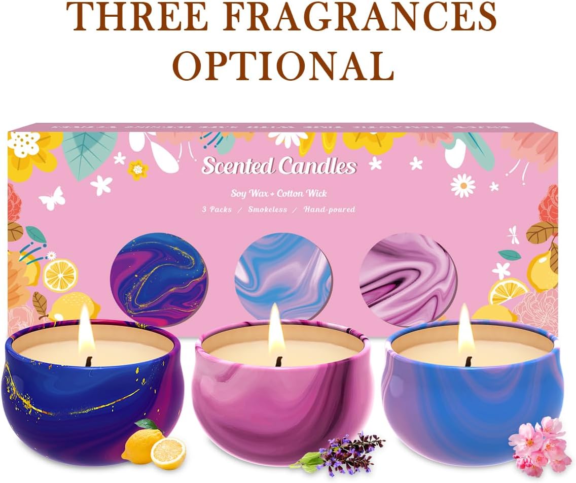 Mini Scented Candles, Set of 3, Soy, Aromatherapy, Decorative, Non Toxic, for Home Scented, Gift image 2