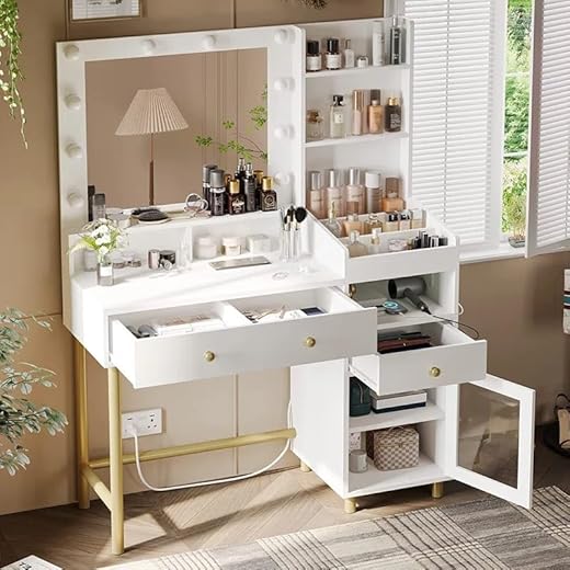 Modern Vanity Table with LED Mirror