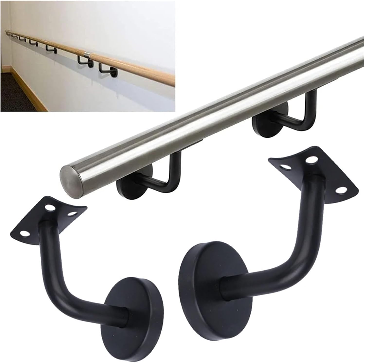 Handrail Stair Wall Support Hand Rail Mounted Brackets Balustrade Stair Rail Hardware for Staircase(60X80.0MM)