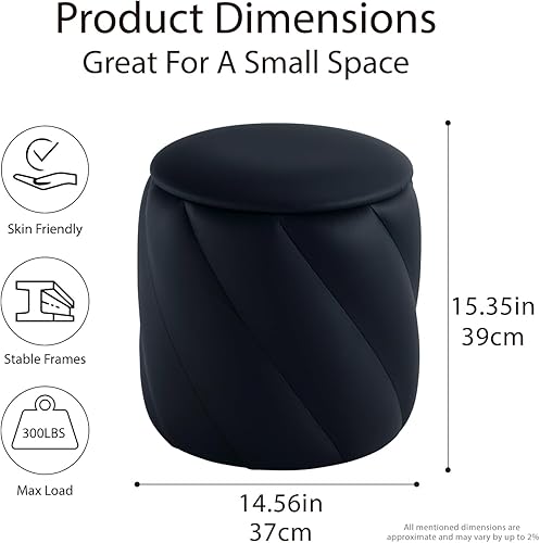 Miniatura 3 de Otomana redonda con asiento acolchado suave, taburete de almacenamiento para maquillaje, reposapiés tapizado, taburete otomano para sala de estar,