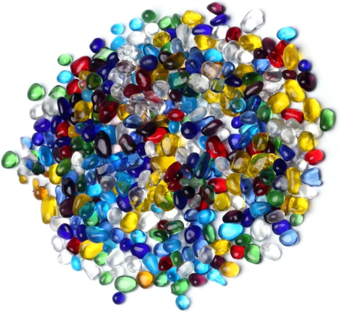 Cabilock 2pcs Glass Gravel Decor Fillers 3-5mm Glazed Stones Aquarium Decoration Fish Tank Ornament Stone Decor