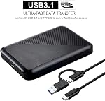 Ultra Slim Portable External Hard Drive USB 3.1 Type C HDD Storage for PC, Mac, Laptop, PS4, Xbox one (1TB)