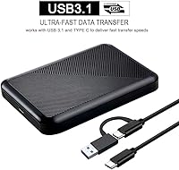 Vista 2 de Disco duro externo portátil ultra delgado de 250 GB, USB 3.1 tipo C, almacenamiento HDD para PC, Mac, portátil, PS4, Xbox one
