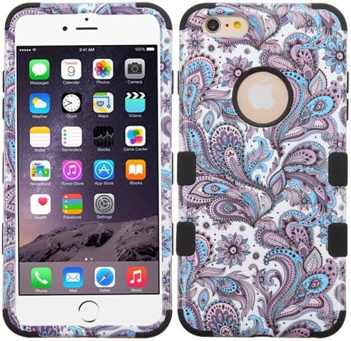 Kaleidio Case Compatible For Apple iPhone 6 Plus / 6S Plus (5.5") [TUFF] Armor Dual Layer Hybrid Case [Includes a Overbrawn Prying Tool Stylux Stylus/Pen Dust Plug Combo] [Blue Purple Paisley]