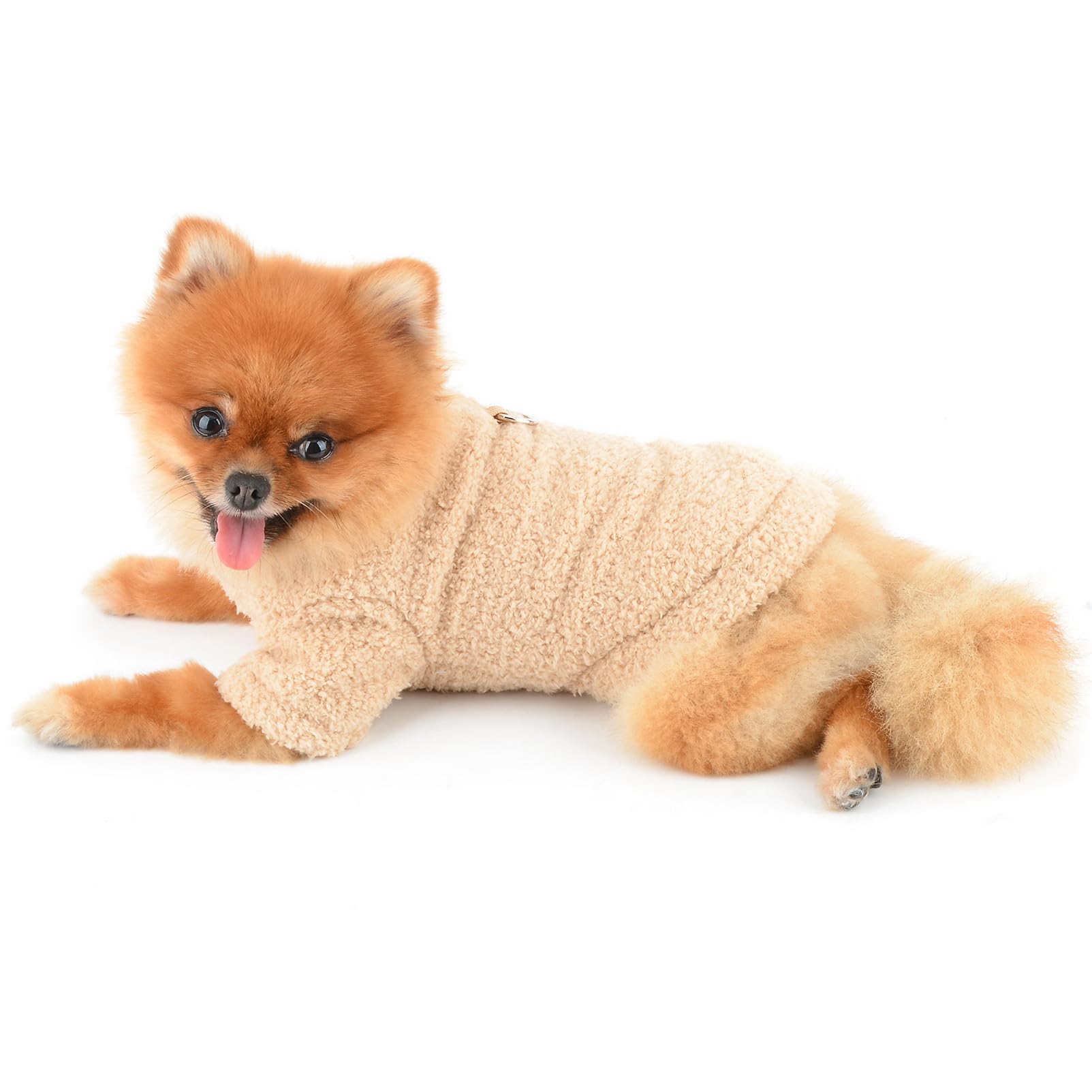 SMALLLEE Flauschiger Hundepullover Für Kleine Hunde - Fleece Winterkleidung Mit D-Ring