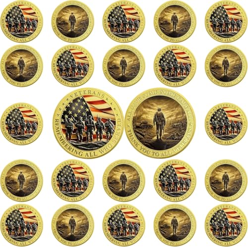 24Pcs Military Soldiers Challenge Coins Bulk Pack Appreciation Gifts - Thank You to All Veterans