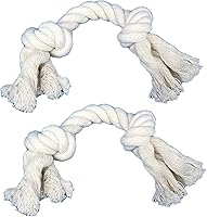 GOGOTAIL 2-Pack 10" Durable Cotton Rope Dog Toys for Small Medium Dogs - Tug of War, Teething Relief, Dental Cleaning, Boredom Buster, White