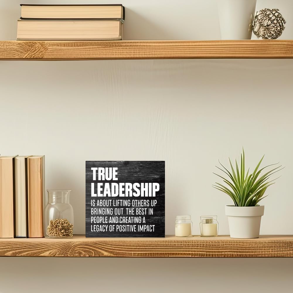 True Leadership Wood Box Signs Inspirational Gifts for Men Mentor image 4