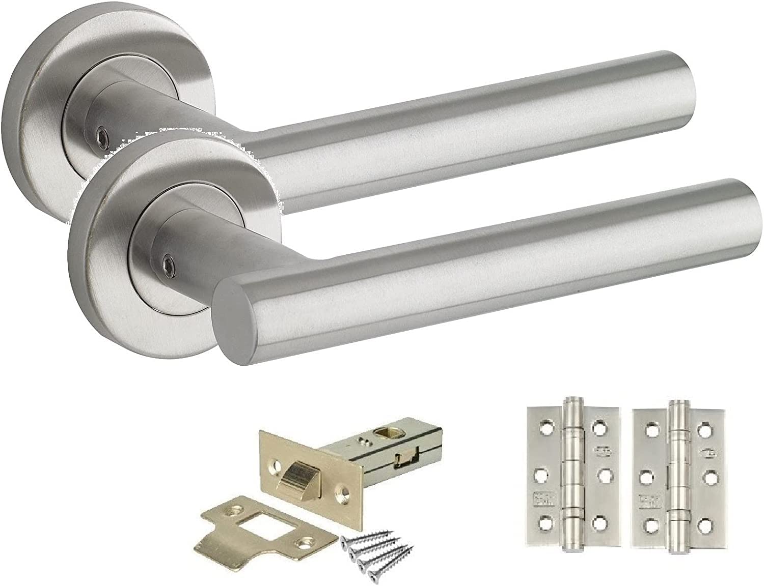 Golden Grace T-Bar Satin Nickel Straight Door Handle Set