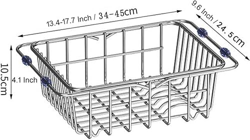 Miniatura 10 de Escurridor de platos de acero inoxidable para organizadores de almacenamiento de cocina, estante de secado extensible para fregadero, sobre