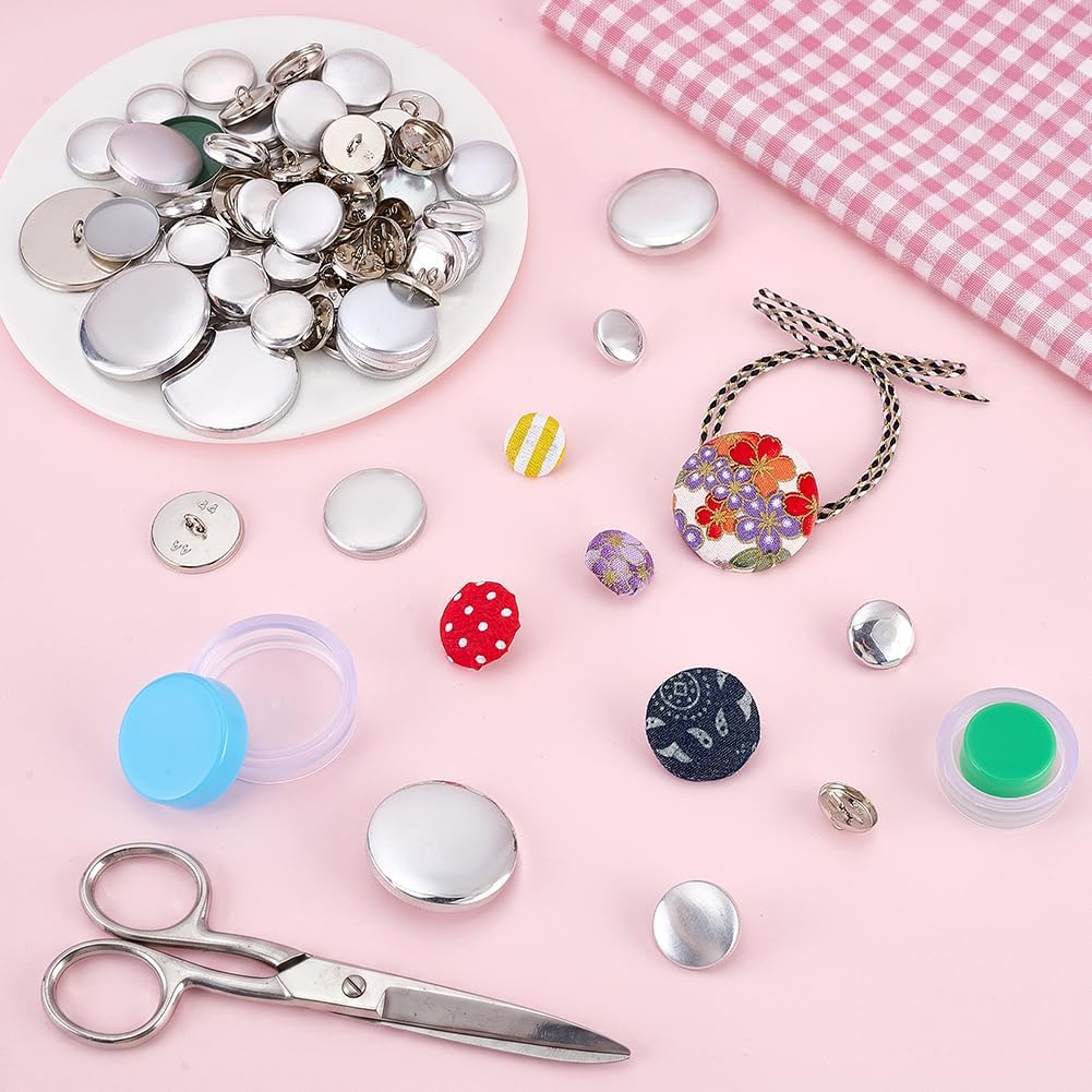 PH PandaHall 100pcs Cover Buttons Kit with Tools Fabric Cloth Cover Buttons, 5 Sizes DIY Fabric Covered Button for Crafts DIY Lovers Sewing Maker Supplies, 0.6~1.5 inches image 4