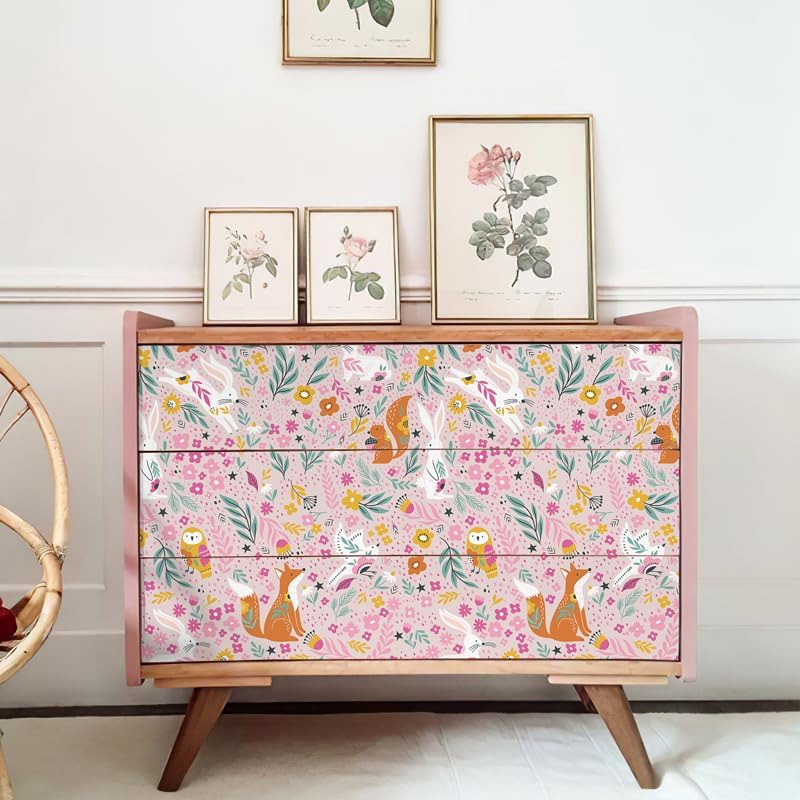 Miniatura 2 de WISEAL Papel tapiz autoadhesivo para despegar y pegar, dibujos de animales, papel tapiz de vinilo extraíble para decoración de dormitorio, baño,