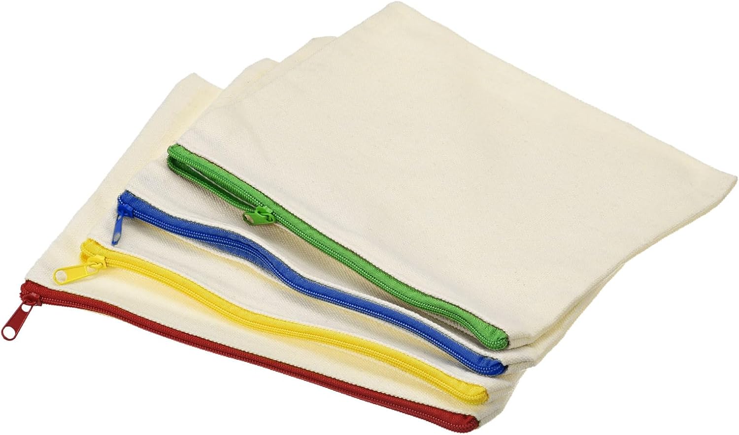 PATIKIL Canvas Zipper Pouch, 4 Pack Blank DIY Zip Bags Pencil Case Storage Pockets for Craft Travel Organizing Accessory, Multicolor