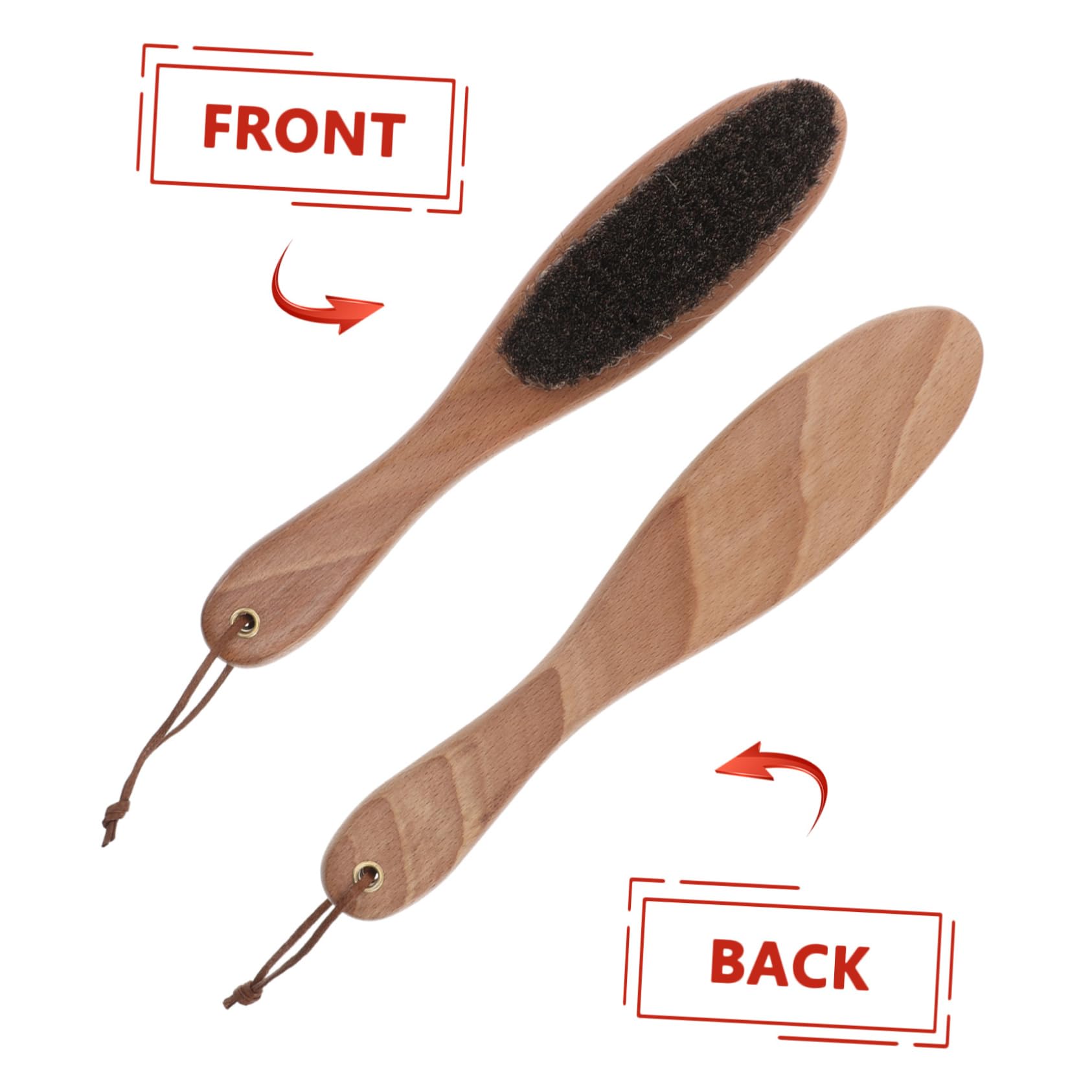 BESTonZON 2pezzi Spazzola Per Scarpe Legno Con Manico Faggio e Setole Cavallo Per Pulizia Di Scarpe Borse e Superfici Domestiche Strumento Versatile Per La Manutenzione Delle Pelli Pu