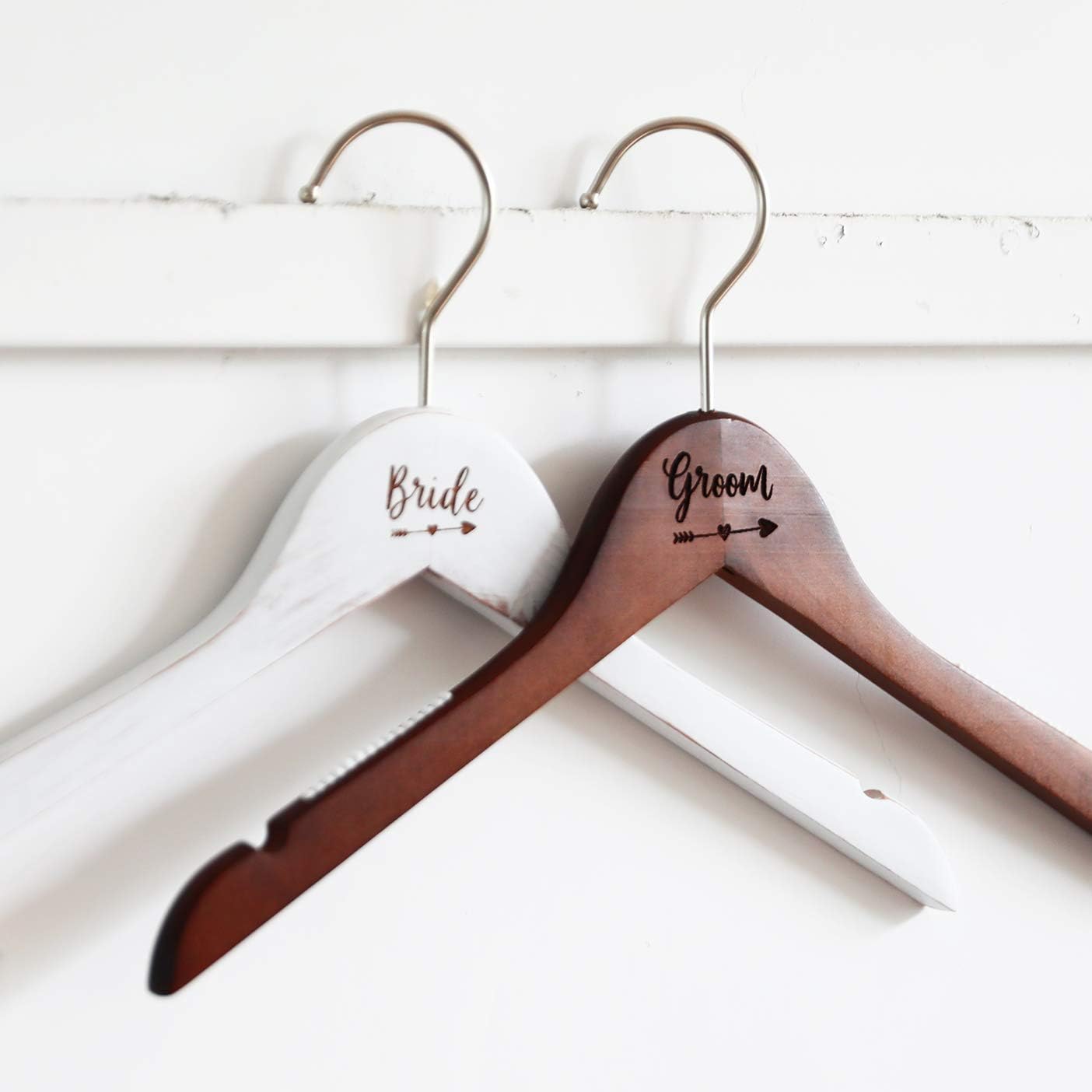 ThefirstcabinThefirstcabin Pair of Wedding Hangers for Bride and Groom, Bridal Wedding Gift, Wood Dress Hangers