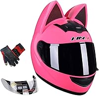 Vista 8 de Casco de motocicleta con orejas de gato, para hombres y mujeres, casco de rostro completo lindo y genial con certificación DOT/FMVSS-218, adecuado
