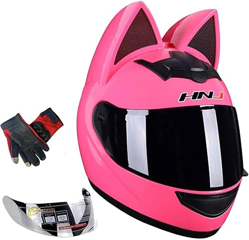 Miniatura 8 de Casco de motocicleta con orejas de gato, para hombres y mujeres, casco de rostro completo lindo y genial con certificación DOT/FMVSS-218, adecuado