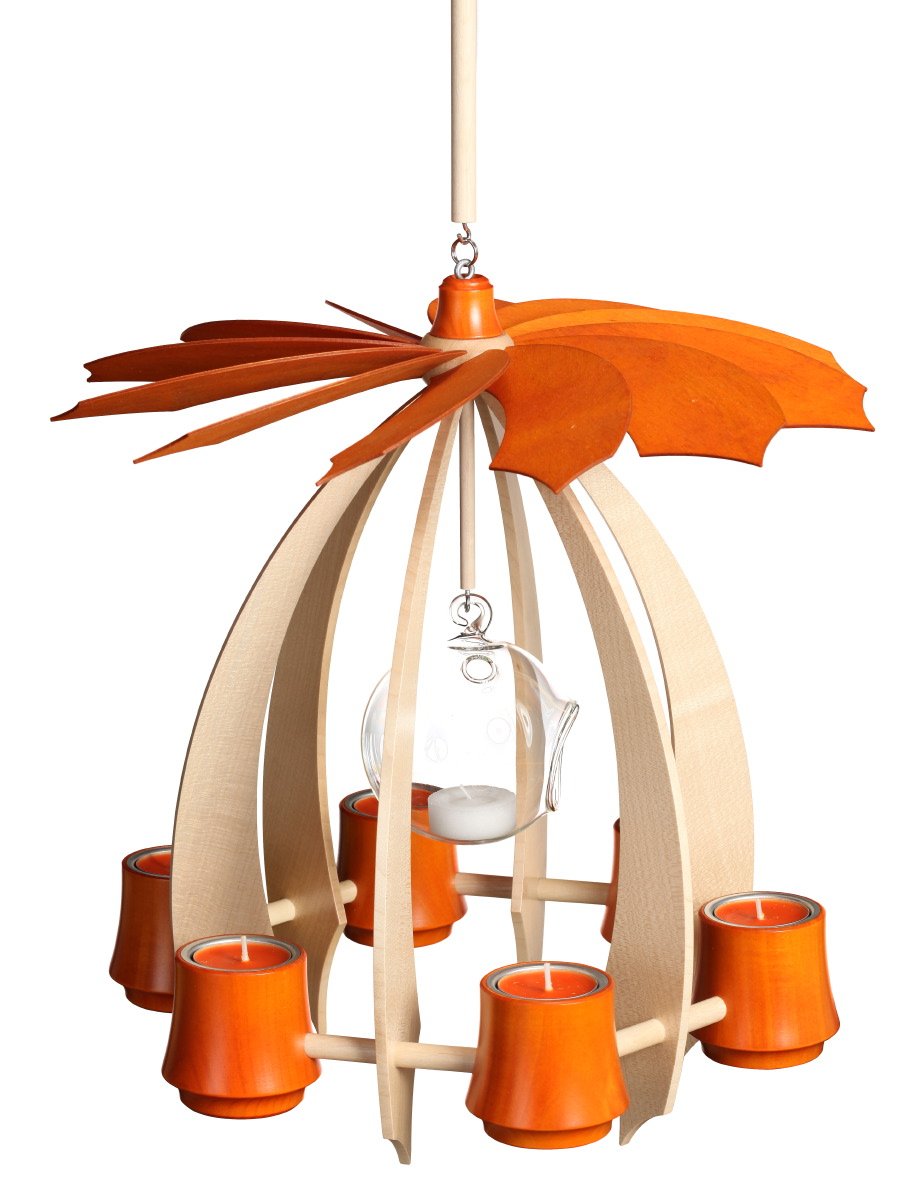 Pyramide de Noël en bois d'érable Rudolphs Schatzkiste, sculpture haut de gamme orange de 36cm