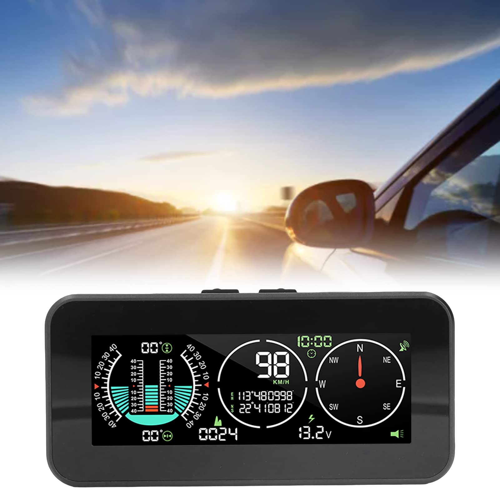 Compteur de Pente, écran LCD Couleur précis Universel HUD pour véhicules Tout-Terrain pour Motos