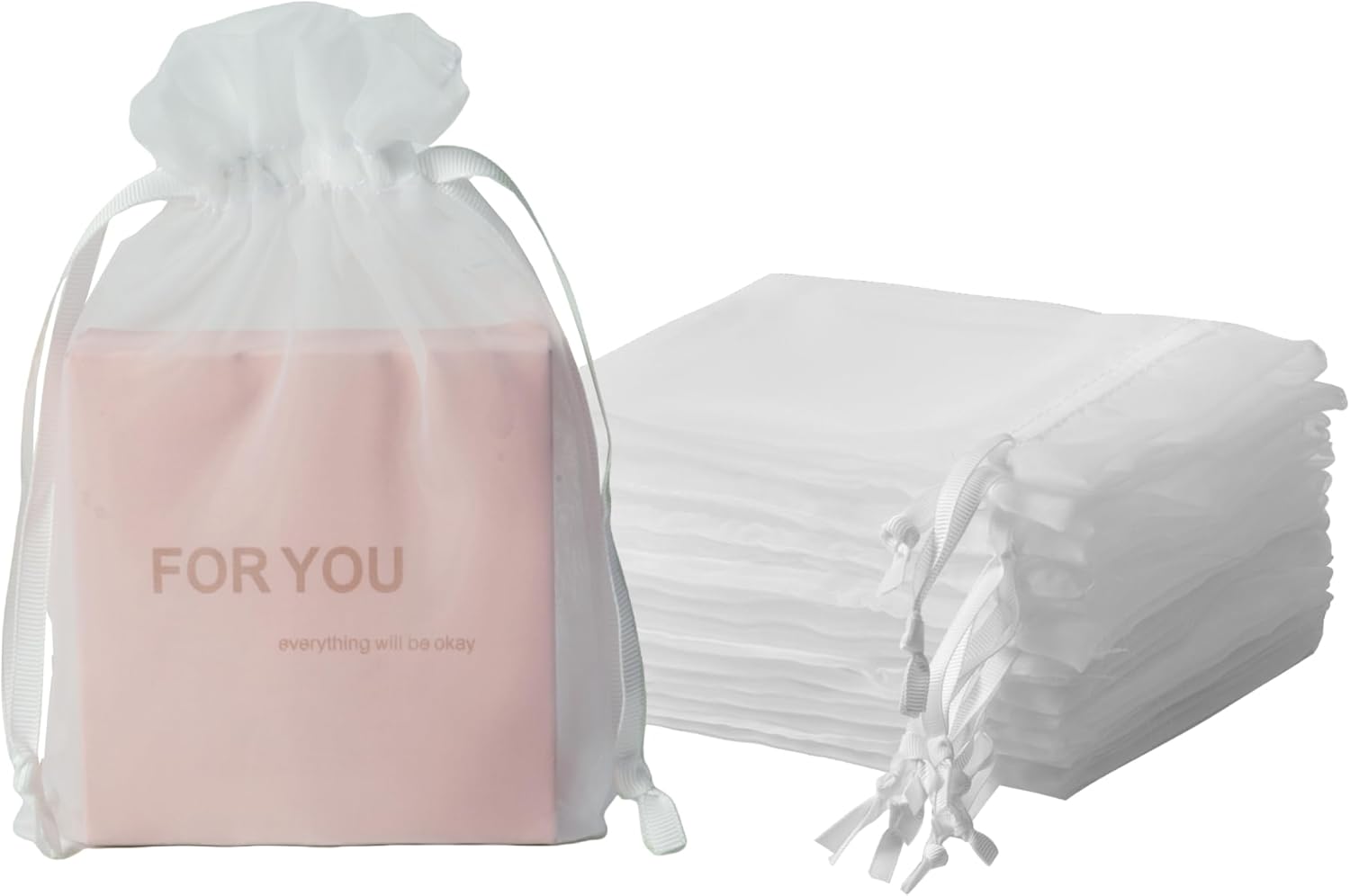 20 Pcs White Organza Bags 5X7 inch for Wedding Favors with Drawstring, Mesh Gift Bags Jewelry Pouch Treat Bag for Candy Bridal Shower Party Favor Christmas