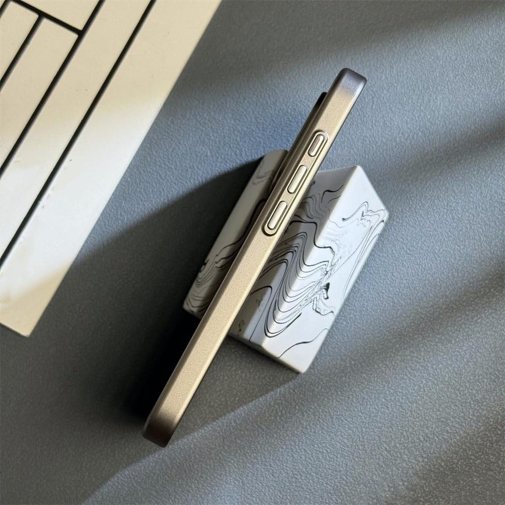 Funda de lujo con rayas chapadas para iPhone 13, 14, 15, 16, 17 Pro Max y Air. Funda ultrafina mate para iPhone 15 Plus. Funda rígida antigolpes, color gris. También disponible para iPhone 14 Pro.