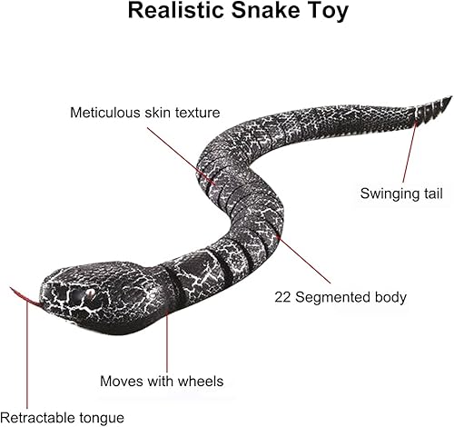 Miniatura 3 de TopSeller - Juguete de serpiente de control remoto recargable realista de 16 pulgadas para niños y bebés negro