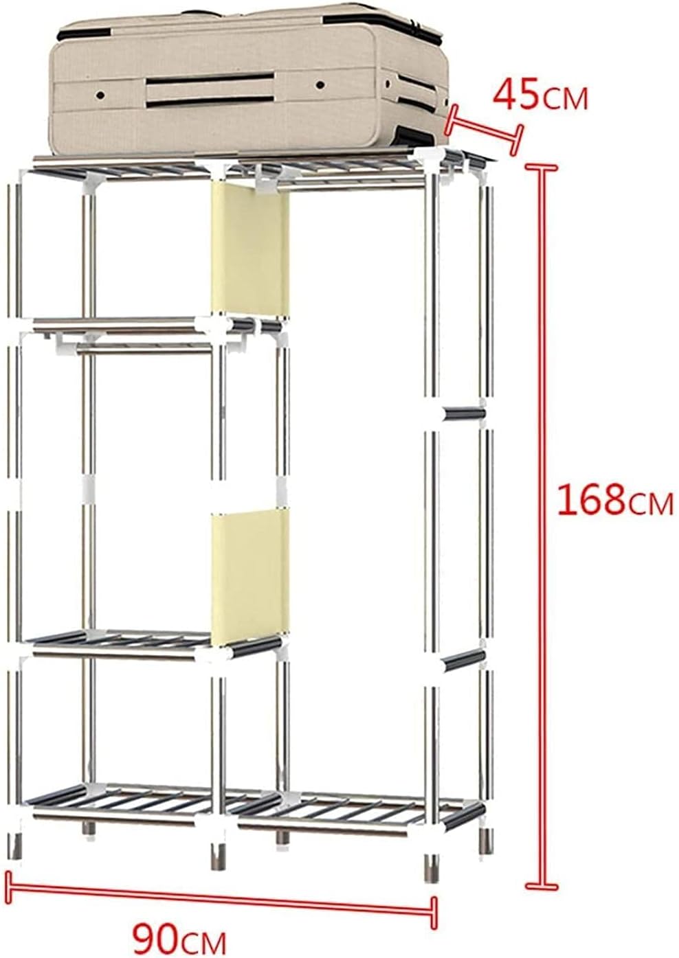 Oxford Cloth Wardrobe Organiser Simple Portable Single Wardrobe 168 45 90CM Clothes Rack (Color : B Size : 168 45 90CM) (A 168 * 45 * 90CM)