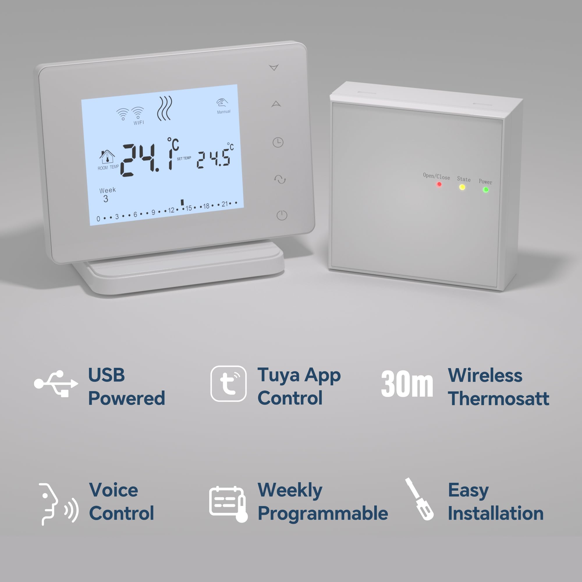 Beok inteligentny termostat do wodnego ogrzewania podłogowego i kotła gazowego, bezprzewodowy programowalny termostat pokojowy RF i WiFi, kompatybilny z aplikacją Tuya Smart Life i sterowaniem